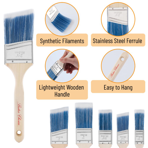 Bates Brinche Brushes 2 polegadas 3 pinc  is de   ngulo de embalagem Bracete de madeira tratada Pinc  is 2
