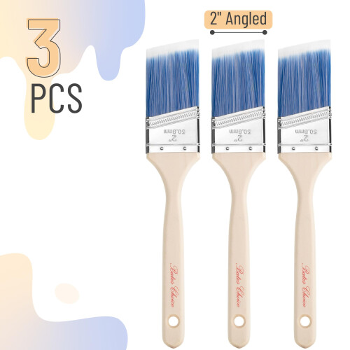 Bates Brinche Brushes 2 polegadas 3 pinc  is de   ngulo de embalagem Bracete de madeira tratada Pinc  is 1