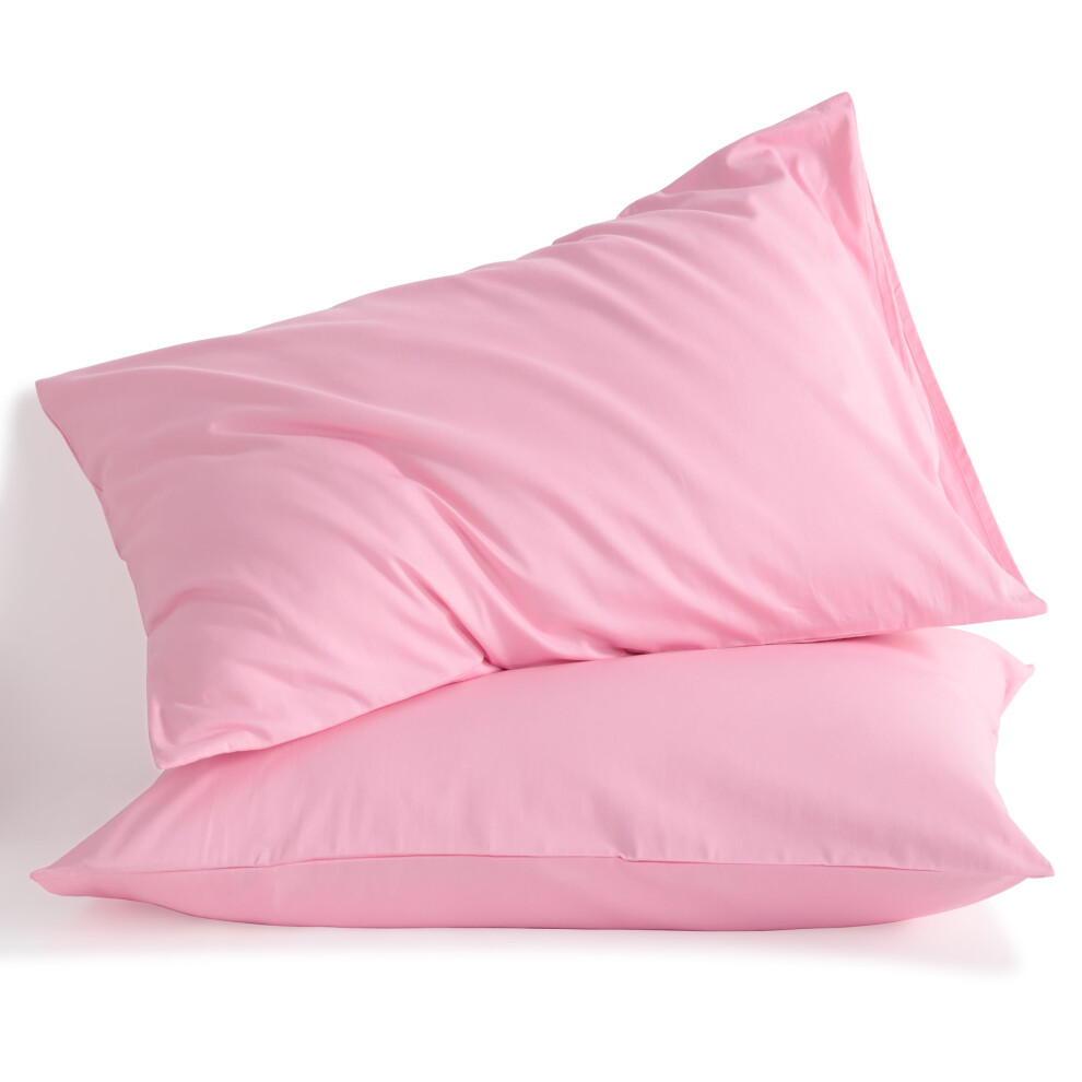 Taies d'oreiller en coton standard NTBAY - Fermeture     enveloppe 20x26 Taies d'oreiller Lot de 2 Taies d'oreiller de lit respirantes et douces Rose