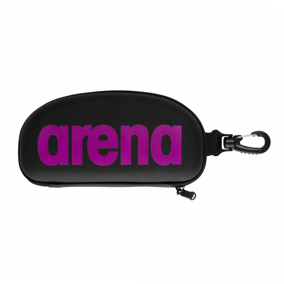 ARENA Swim Goggle Case for Swimmers Protective Hardcover Carrying Case with Clip for Backpacks  Storage and Transport  Black/Purple
