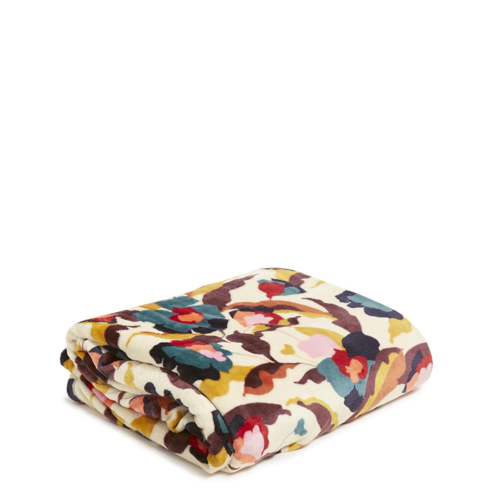 Vera Bradley Oversized Fleece Plush Throw Blanket Immersed Blooms Jewel
