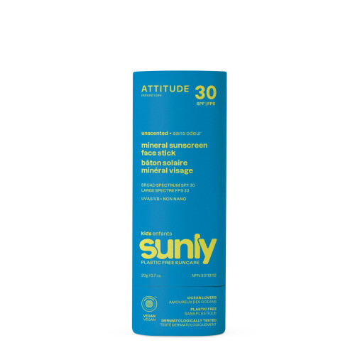 ATTITUDE Αντηλιακό Stick για Παιδιά, SPF 30, Εγκεκριμένο EWG, Χωρίς Πλαστικό, Προστασία UVA/UVB