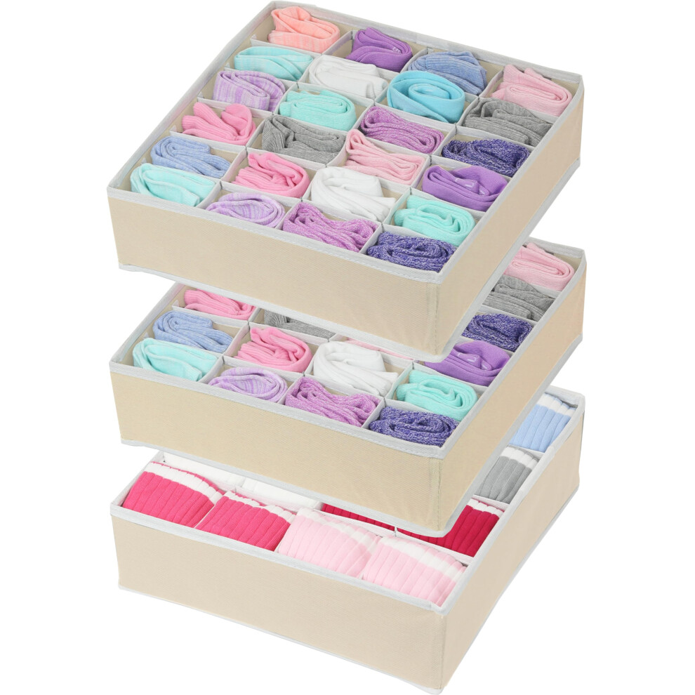 Organisateur De Tiroir De Placard Simple Houseware Pour V Tements, Chaussettes Et Sous-V Tements, Lot De 3, Beige-image