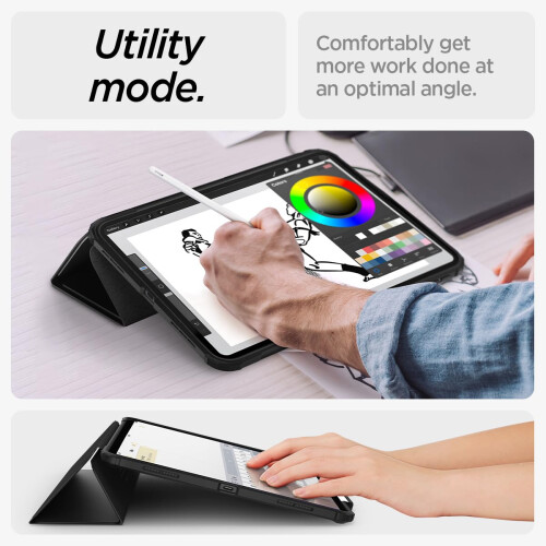 Spigen Spigen Ultra Hybrid Pro projetado para iPad Air de 13 polegadas M2 (2024) com traseiro transparente e porta -l   pis - preto 1