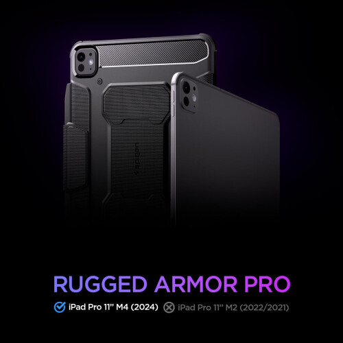Spigen Spigen Redged Armour Pro projetado para iPad Pro de 11 polegadas Caso M4 (2024) com porta -l   pis - Black 1