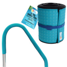 Capa de Corrimão de Piscina de 10 Pés com Manga de Segurança & Zíper - Antiderrapante Azul