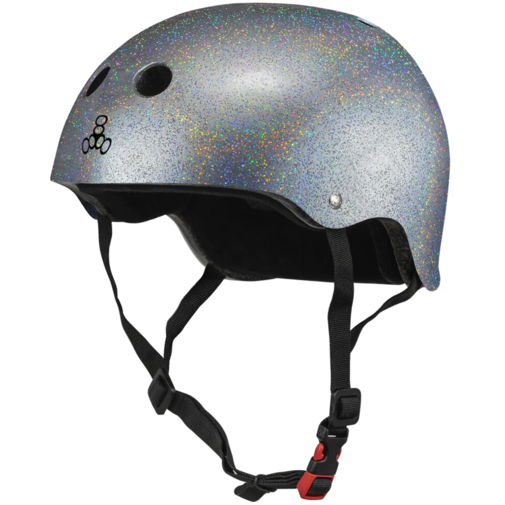 Triple Eight The Certified Sweatsaver Helmet for Skateboarding  BMX  Roller Derby and Roller Skating  Silver Glitter  XL/XXL-image-OPC-PFY8QQ5-NEW