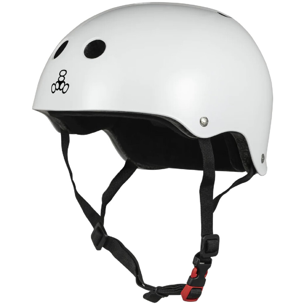 Casque anti-transpiration certifi    Triple Eight pour skateboard, BMX, roller derby et roller, blanc brillant, S/M