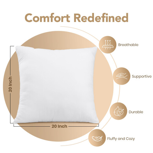 Utopia Bedding Almofadas para Exterior 20 x 20 Polegadas (Pacote de 2, Branco), Almofadas Resistente à Água para Móveis de Pátio 1