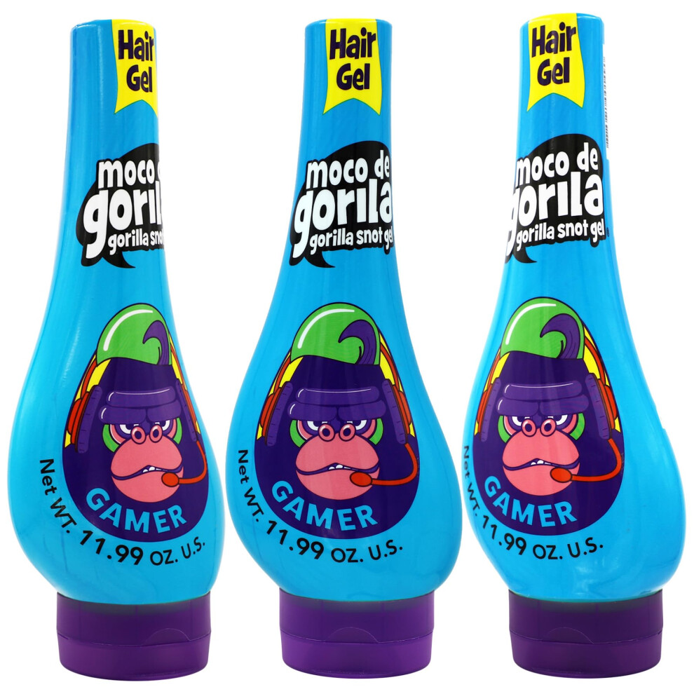 Moco De Gorila Gamer, Haar-Styling-Gel, Langanhaltender Halt, Mit Wasser Reaktivierbar, 3Er-Pack Mit Je 350 Ml, 3 Quetschflaschen.-image