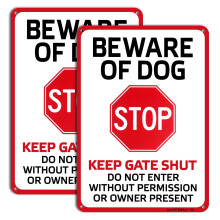 2 pakke Pas p? hundeskilte Advarselsskilt Pas p? hund til hegn G? ikke ind 10""""X7"""" aluminium reflekterende skilt Vandt?t Nem montering indend?rs