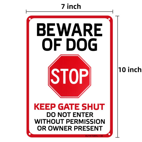 Sinal de Cuidado com o Cão, 2 Pacotes, 10"X7" Alumínio Refletor, Impermeável, Instalação Fácil 1