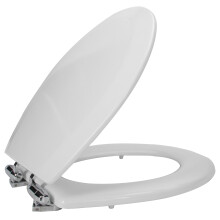 Casa de design 544296 Scaun de toaleta Dalton rotund rotund moale din lemn rotund scaun de toaleta standard pentru baie alb