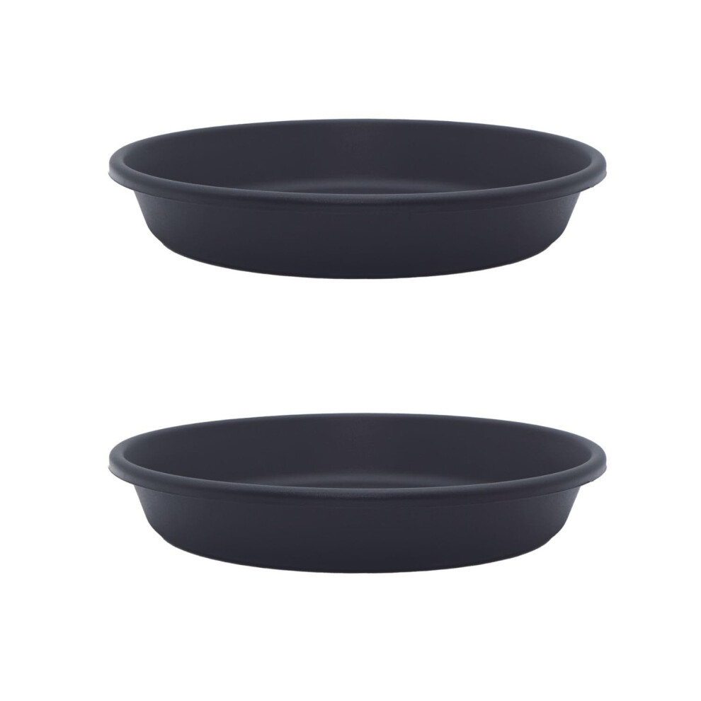 The Hc Companies SLI20000G18T017LRETR Klassischer Runder Pflanzenuntersetzer Aus Kunststoff, 175, Schwarz-image