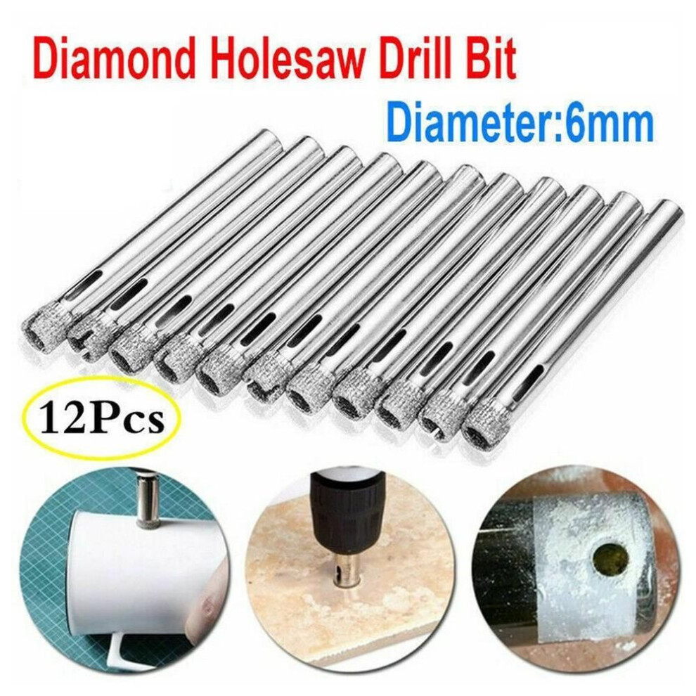 Power Tool-12pcs 6mm Diamond Cutter Hole Saw Drill Bit Tools Set For Tile Ceramic Glass