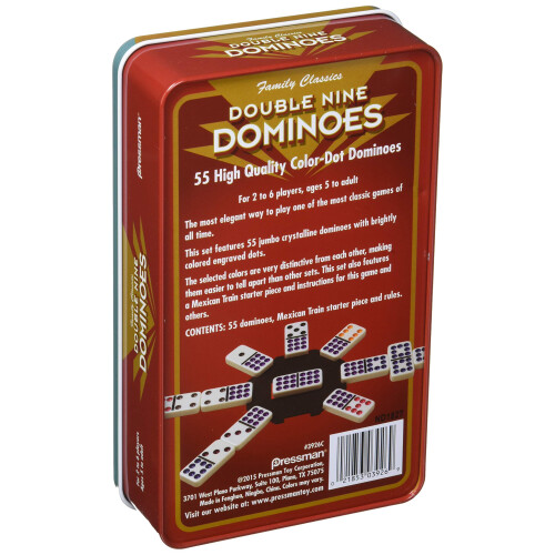 Pressman Dominoes dobbelt 9 i tin 1
