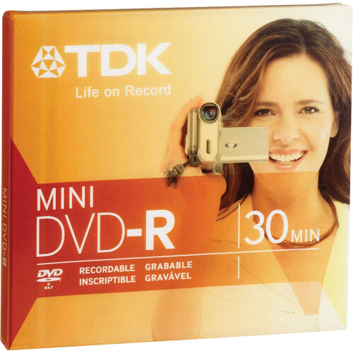 TDK Mini DVD-R Κενό - 1.4 GB για 30 λεπτά εγγραφής κάμερας 80mm