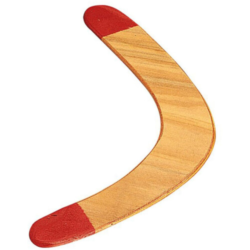 Wood Boomerang w/Red Tips