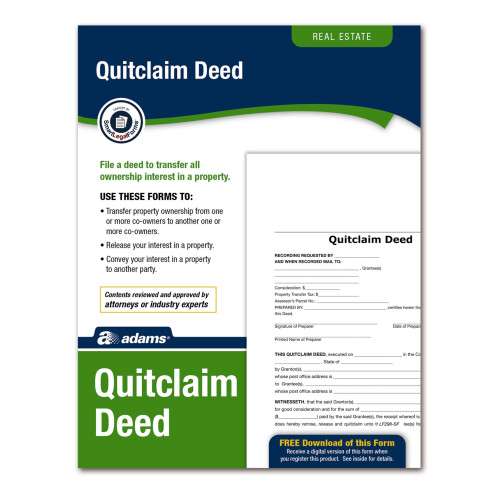 Adams Quitclaim Deed  Forms and Instructions (LF298)   White