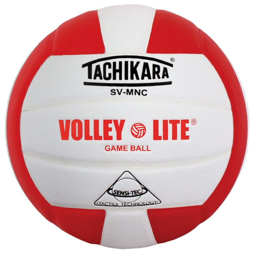 Tachikara SV-MNC Volley-Lite volleyball with Sensi-Tech cover  regulation size but lighter (scarlet/white)-image-OPC-PFNFGZC-NEW