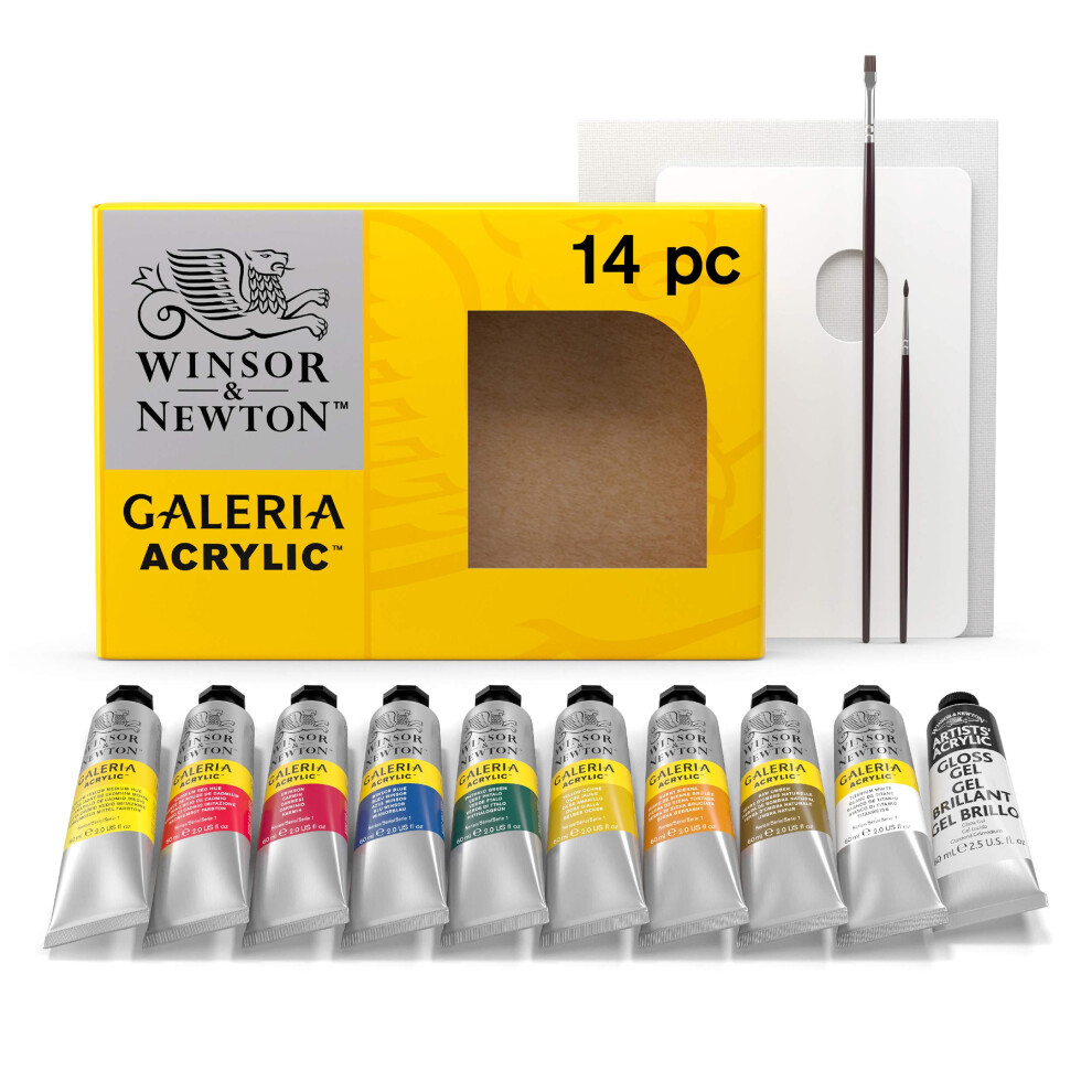 Winsor Newton Galeria Acrylfarbe, 10 X 60 Ml, 2 Oz, Komplettes 14-Teiliges Set-image