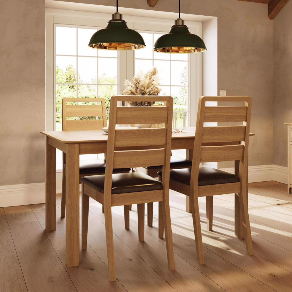 FWStyle Extending Dining Table Set with 4 Chairs Natural Oak