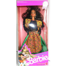 Barbie 1991 Dolls of the World -nukkekokoelman erikoispainos, 12 tuuman nukkekokoelma - espanjalainen Barbie-nukke juhlapuvussa, mukana juhlamekk