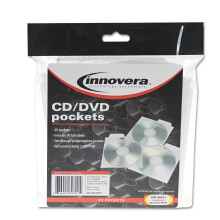 Innovera CD/DVD Pocket with Built-in Label Tab  Clear  25/Pack