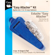 Dritz 16K Snap Fasteners """" Easy Attachher """" Kit Størrelse 15 (3/8-tommer) & størrelse 16 (7/16-tommer) nikkel