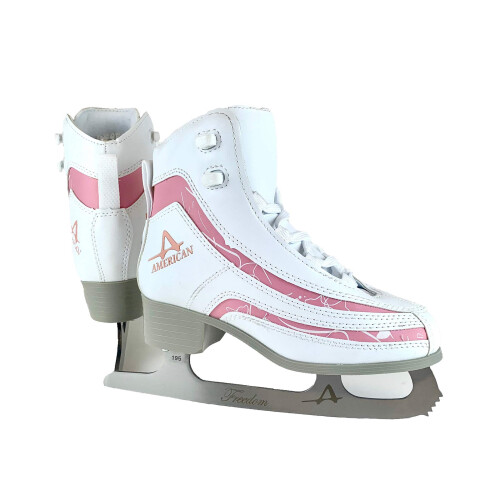 American Athletic Shoe Κορίτσι Soft Boot Πατινάζ, 2, Λευκό με Ροζ Διακοσμήσεις (51602)