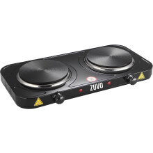 Zuvo 2000W Double Hot Plate Black Portable Cast Iron Stove with Adjustable Thermostat Steel Body