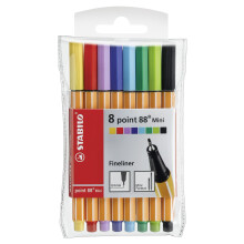 Stabilo Fineliner Point 88 Mini - tegnebog af 8 - Assorterede farver