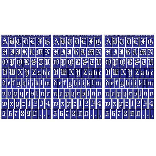 Armor Etch Designer Stencil Pak Old English Letters/Numbers 1