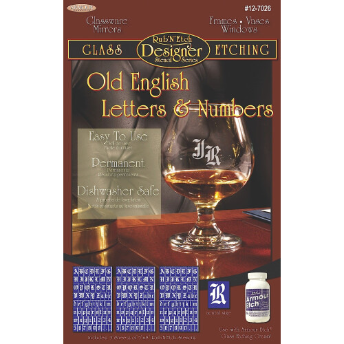 Armor Etch Designer Stencil Pak Old English Letters/Numbers