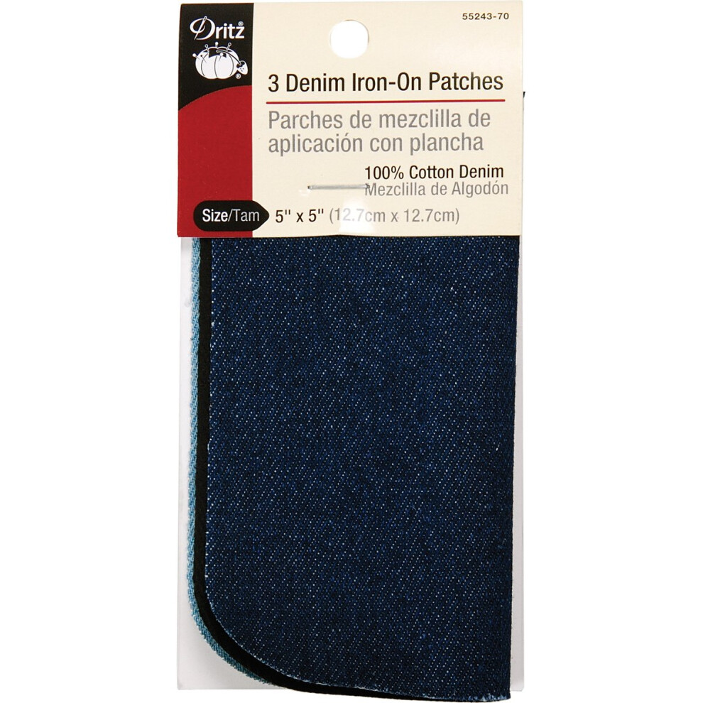 Dritz 55243-70 Patches Zum Aufb Geln, Denim, Schwarz, Stone Wash, Dunkelblau, 12,7 X 12,7 Cm, 3 St Ck-image