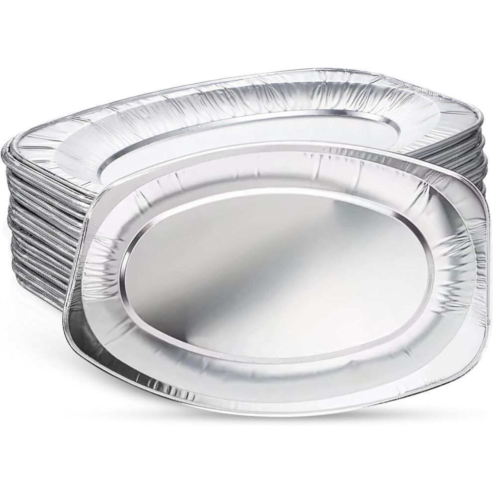 Zuvo Serving Platters for Party Food - Pack of 20 - Large Aluminium Foil Trays -Oven & Freezer Safe Buffet Serving-image-OPC-PG95GC2-NEW