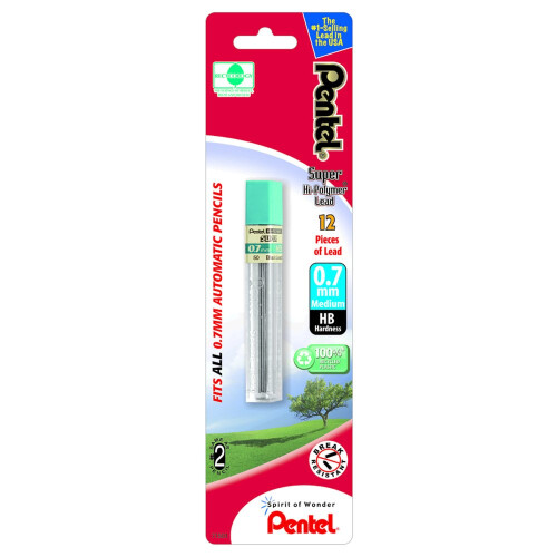 Pentel Pentel Super Hi-Polymer Αυτόματο Μολύβι (PENL50BPHBK6), μαύρο, 0.7Mm