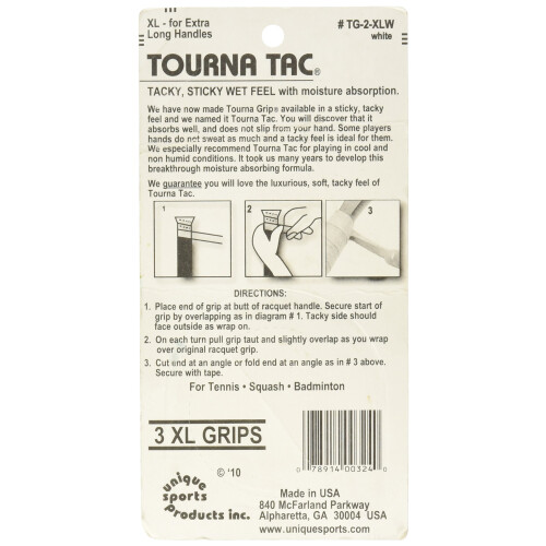 Tourna Tac, Τεννις Grip με Κολλώδη Αίσθηση, Λευκό (3/Roll Pack) 1