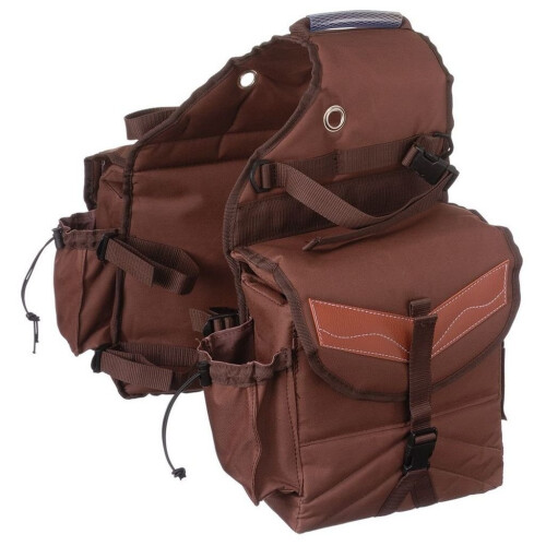 Bolsa de sela isolada de 1 resistente com bolsos marrons