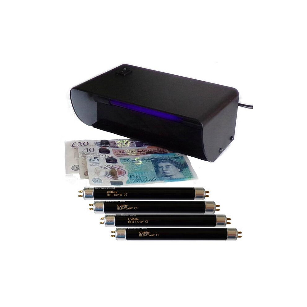 Uvbrite 4W Uv Money Checker Includes 4 Spare Uvbrite® F4t5 Blacklight Bulbs