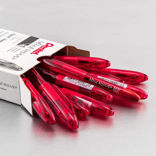 Pentel Pentel RSVP Mini Ballpoint Pen  (1.0mm) Medium Line  Red Ink  12 pack 1