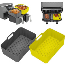 Zuvo Silicon Air Fryer Liners - Pack of 2 - Square Reusable Airfryer Liners for Baking - Ninja, COSORI & Tower Compatible Silicone Liners