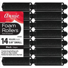 Annie- Salon Style Small Foam Hair Rollers - (5/8 """") Negru - (14) Set de piese - Instrumente moi de ondulare fara caldura fara caldura