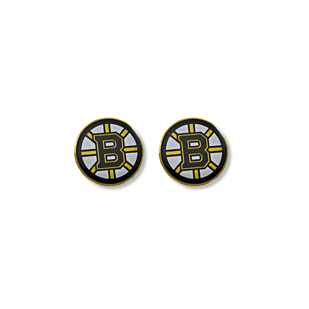 Boucles d'oreilles     tige avec logo des Bruins de Boston de la LNH d'Aminco