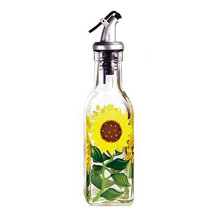 Grant Howard pictat manual Cruet patrat cu flori de soare de fourer 6 oz. Multicolor