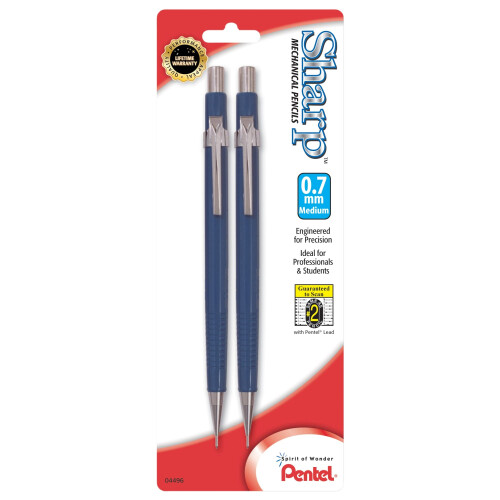 Pentel Pentel Automatic Sharp Mechanical Pencils  0.7 mm  Blue  Pack Of 2