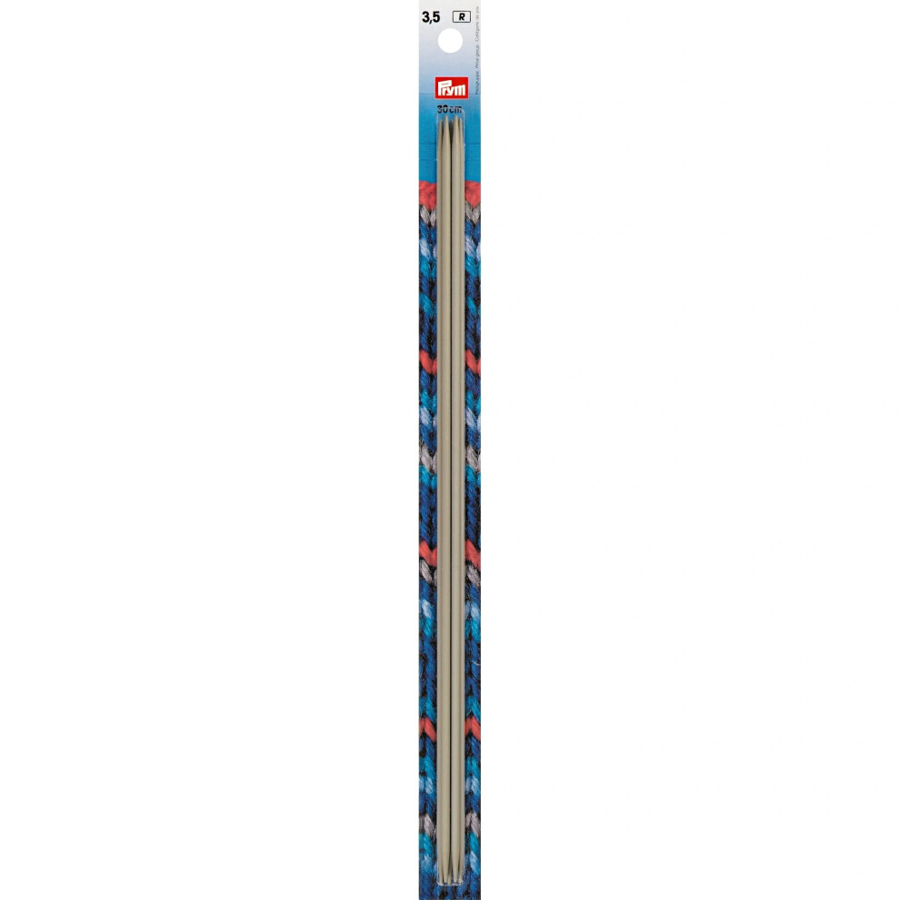 Prym 12"" Double Point Aluminum  3.5mm Knitting Needles  3.5 mm  Gray 5 Count