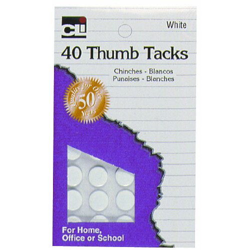 Charles Leonard Knappnålar, På säkerhetskort, Vit, 40-pack (83535)