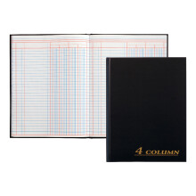 Adams Account Book 4-koloms zwarte stoffen omslag 9,25 x 7 inch 80 pagina's per boek (ARB8004M)