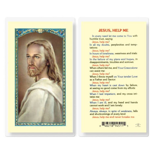 WJ Hirten E24751 Jesus Help Me  Clear Holy Cards